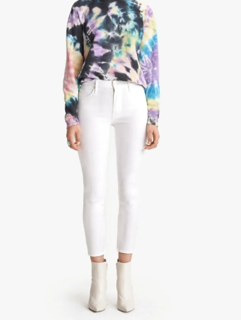 MOTHER The Looker Crop Jeans Glass Slipper White 28 Waist